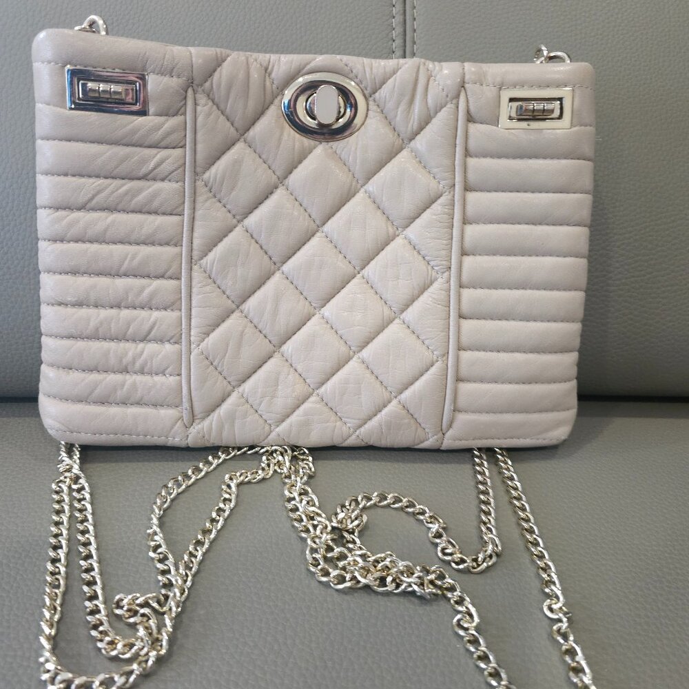 Marciano Ivory Quilted Leather Chain Crossbody